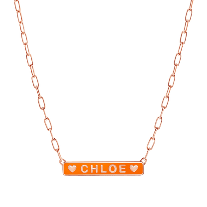 Custom Enamel ID Necklace - Lotus Diamond