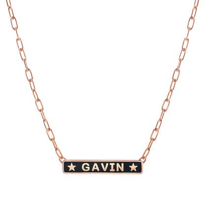 Custom Enamel ID Necklace - Lotus Diamond
