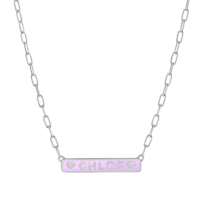 Custom Enamel ID Necklace - Lotus Diamond