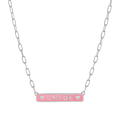 Custom Enamel ID Necklace - Lotus Diamond