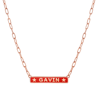 Custom Enamel ID Necklace - Lotus Diamond