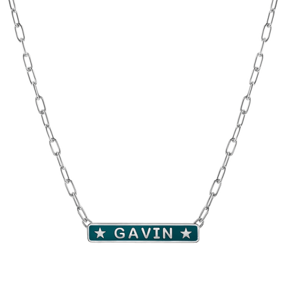 Custom Enamel ID Necklace - Lotus Diamond