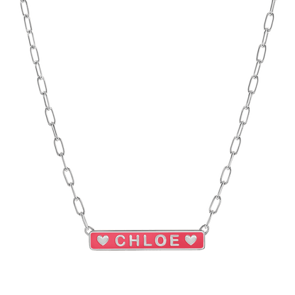 Custom Enamel ID Necklace - Lotus Diamond
