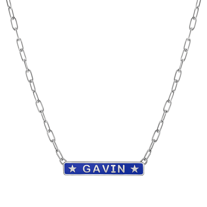 Custom Enamel ID Necklace - Lotus Diamond