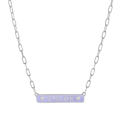 Custom Enamel ID Necklace - Lotus Diamond