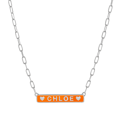 Custom Enamel ID Necklace - Lotus Diamond