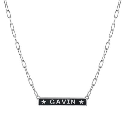 Custom Enamel ID Necklace - Lotus Diamond