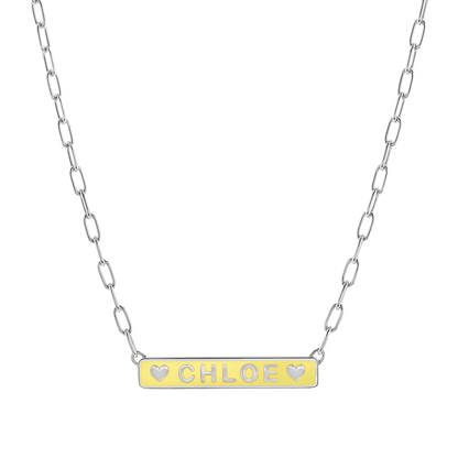 Custom Enamel ID Necklace - Lotus Diamond