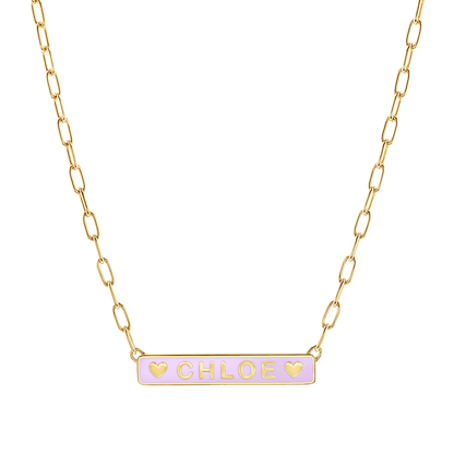 Custom Enamel ID Necklace - Lotus Diamond