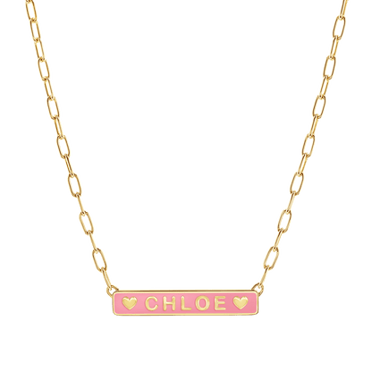 Custom Enamel ID Necklace - Lotus Diamond