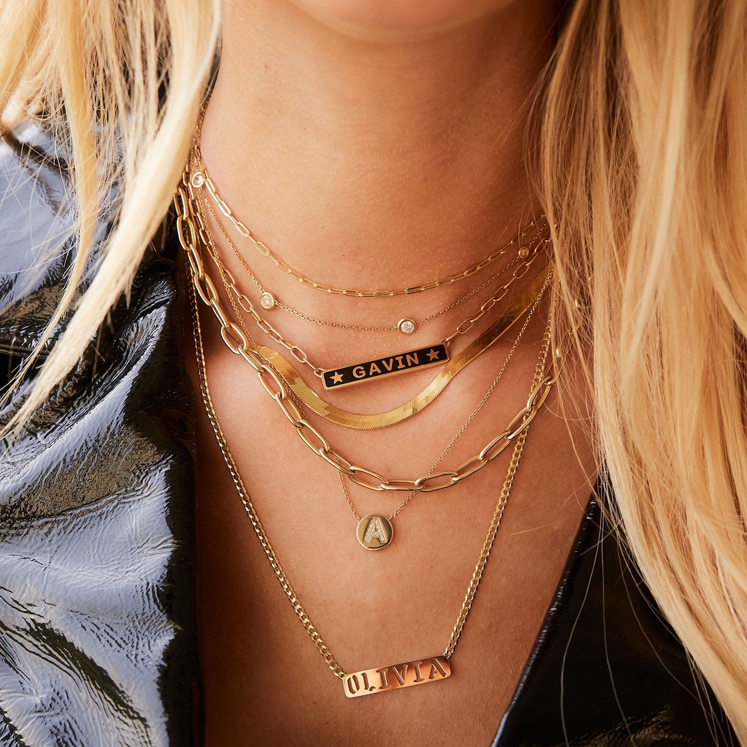 Custom Enamel ID Necklace - Lotus Diamond