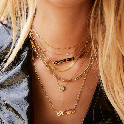 Custom Enamel ID Necklace - Lotus Diamond