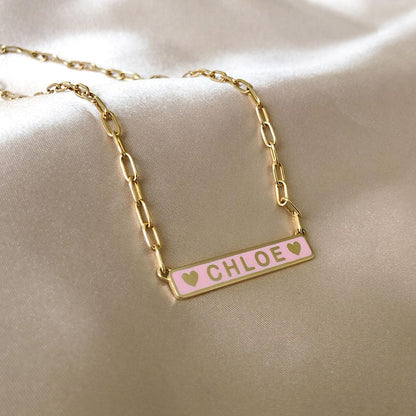 Custom Enamel ID Necklace - Lotus Diamond