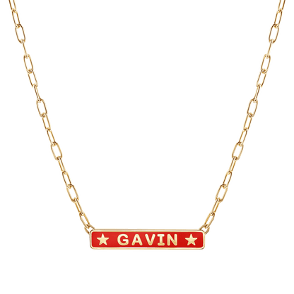 Custom Enamel ID Necklace - Lotus Diamond