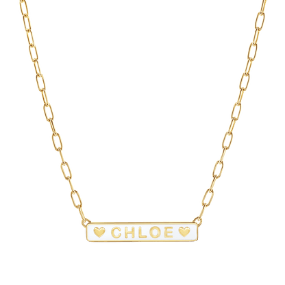 Custom Enamel ID Necklace - Lotus Diamond