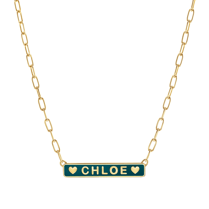 Custom Enamel ID Necklace - Lotus Diamond