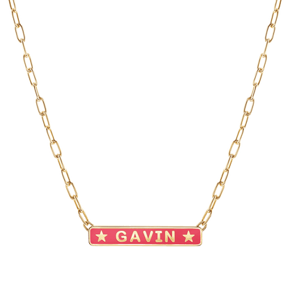 Custom Enamel ID Necklace - Lotus Diamond