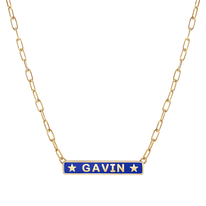 Custom Enamel ID Necklace - Lotus Diamond