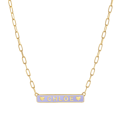 Custom Enamel ID Necklace - Lotus Diamond