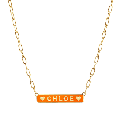 Custom Enamel ID Necklace - Lotus Diamond