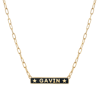 Custom Enamel ID Necklace - Lotus Diamond