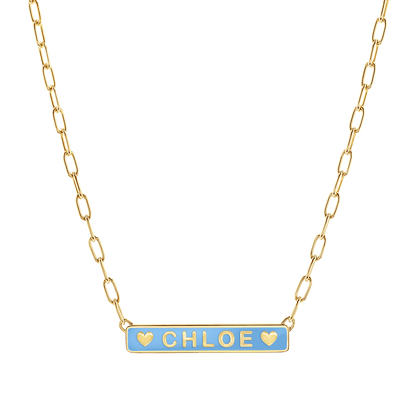 Custom Enamel ID Necklace - Lotus Diamond