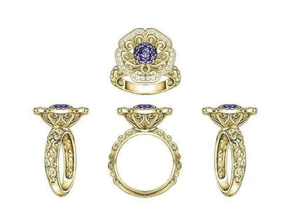 Custom Gemstone Jewelry - Lotus Diamond