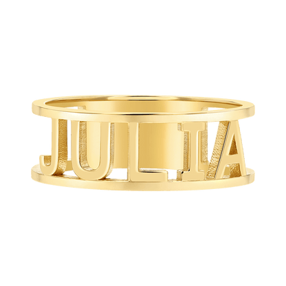 Custom Name Band Ring - Lotus Diamond