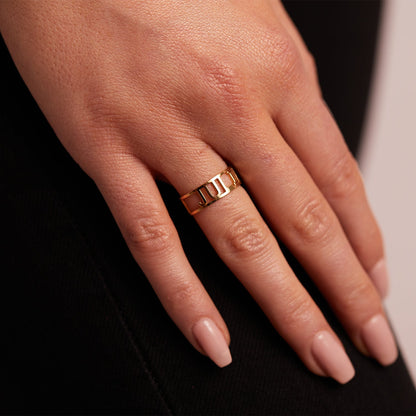 Custom Name Band Ring - Lotus Diamond