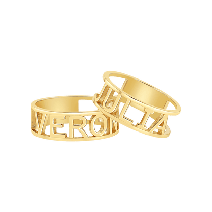 Custom Name Band Ring - Lotus Diamond