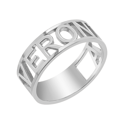 Custom Name Band Ring - Lotus Diamond