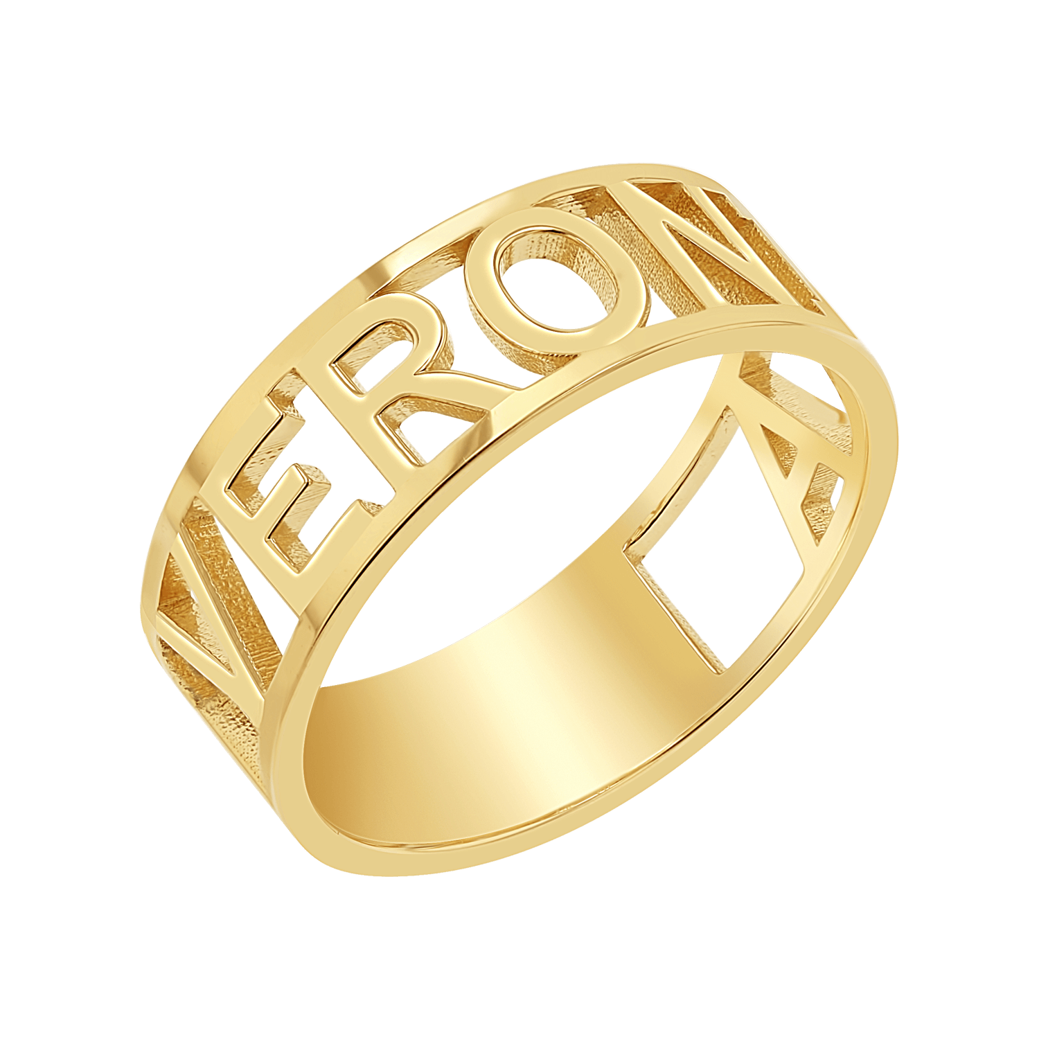 Custom Name Band Ring - Lotus Diamond