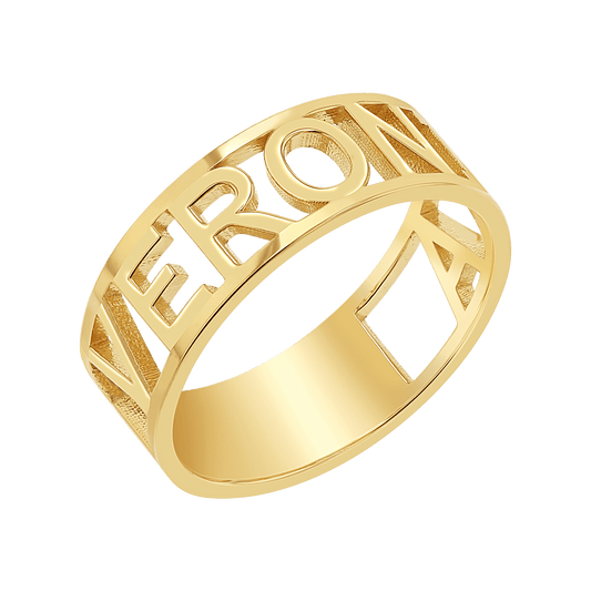Custom Name Band Ring - Lotus Diamond