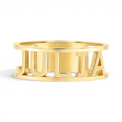 Custom Name Band Ring - Lotus Diamond