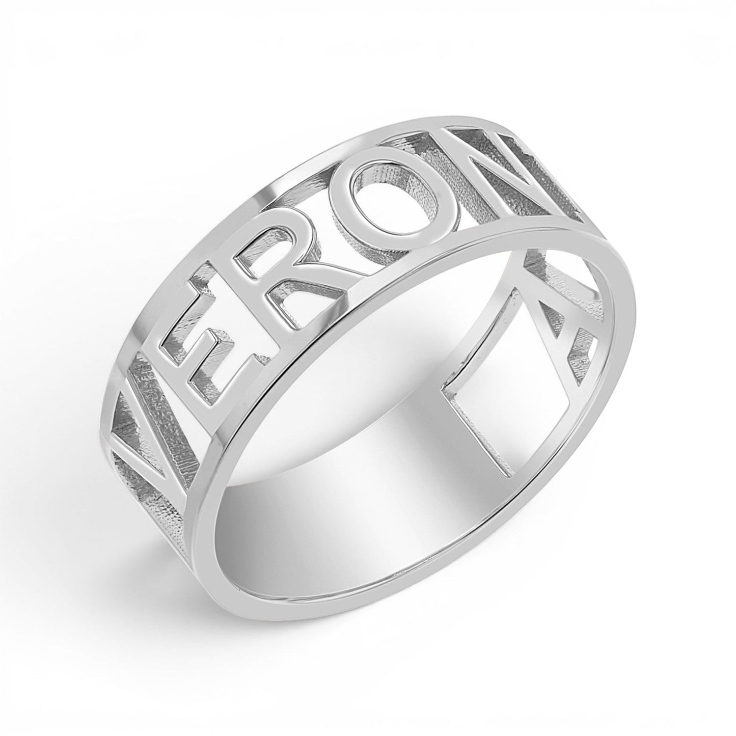 Custom Name Band Ring - Lotus Diamond
