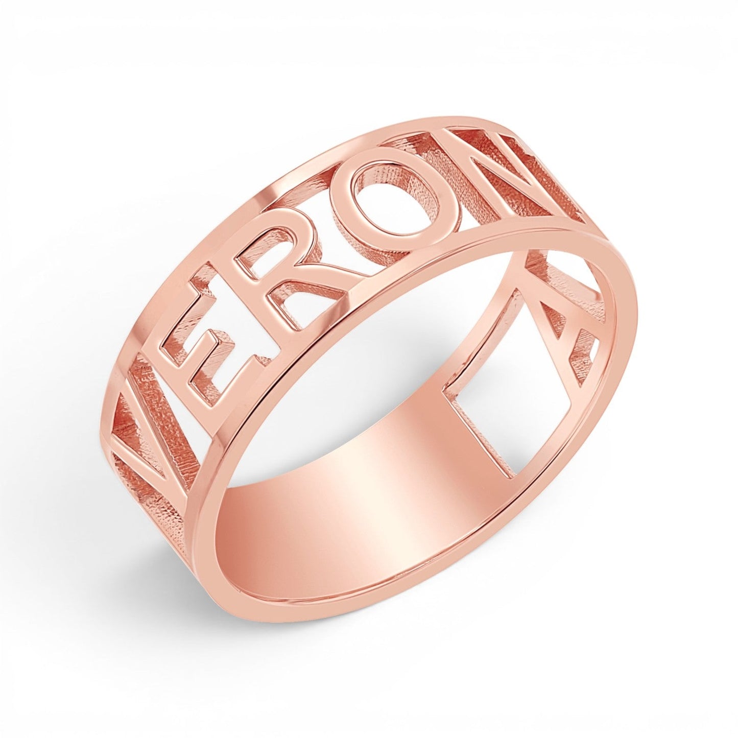 Custom Name Band Ring - Lotus Diamond