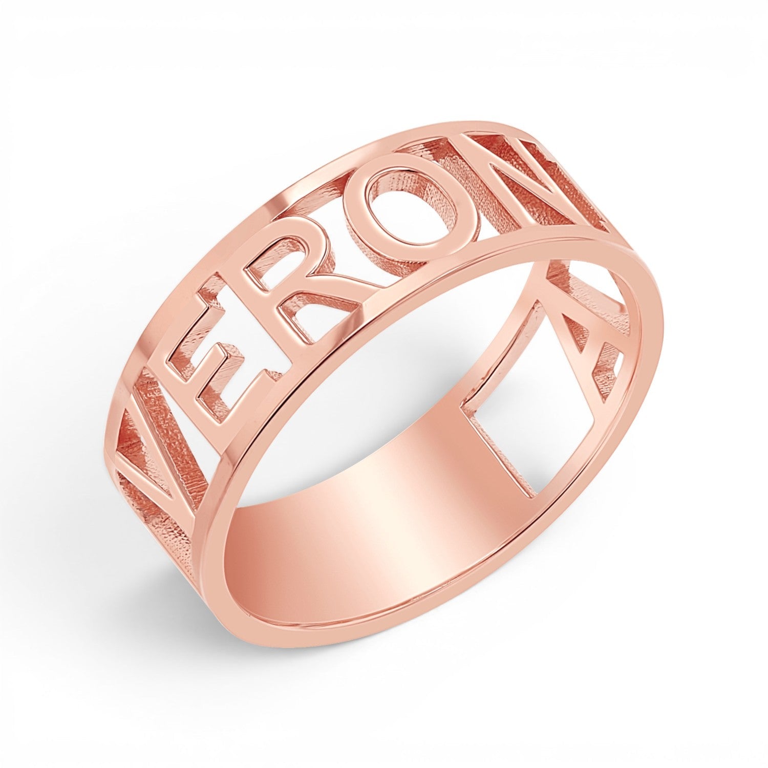 Custom Name Band Ring - Lotus Diamond