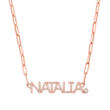 Custom Paper Clip Diamond Name Necklace - Lotus Diamond