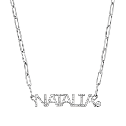 Custom Paper Clip Diamond Name Necklace - Lotus Diamond