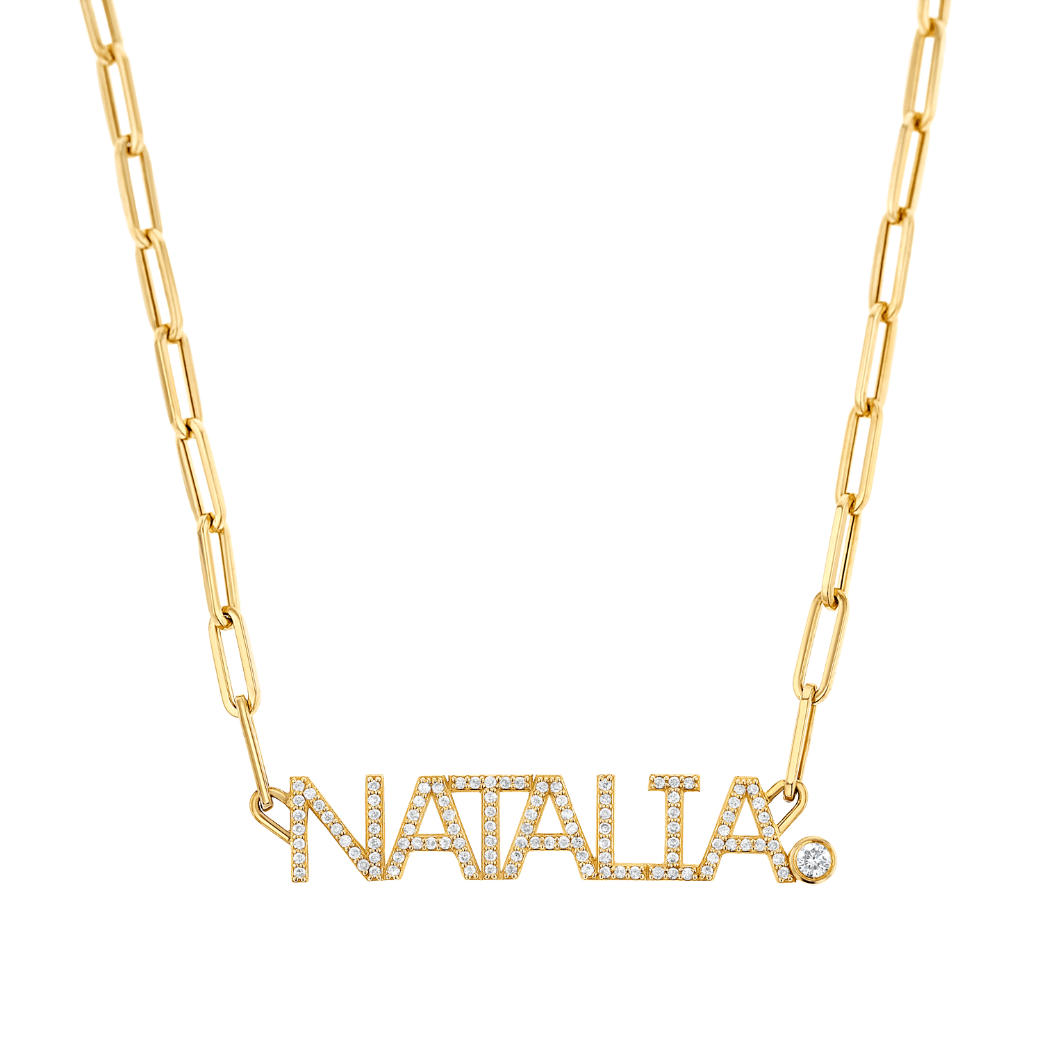 Custom Paper Clip Diamond Name Necklace - Lotus Diamond