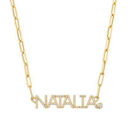Custom Paper Clip Diamond Name Necklace - Lotus Diamond