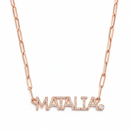 Custom Paper Clip Diamond Name Necklace - Lotus Diamond