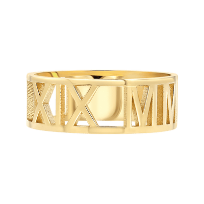 Custom Roman Numeral Ring - Lotus Diamond