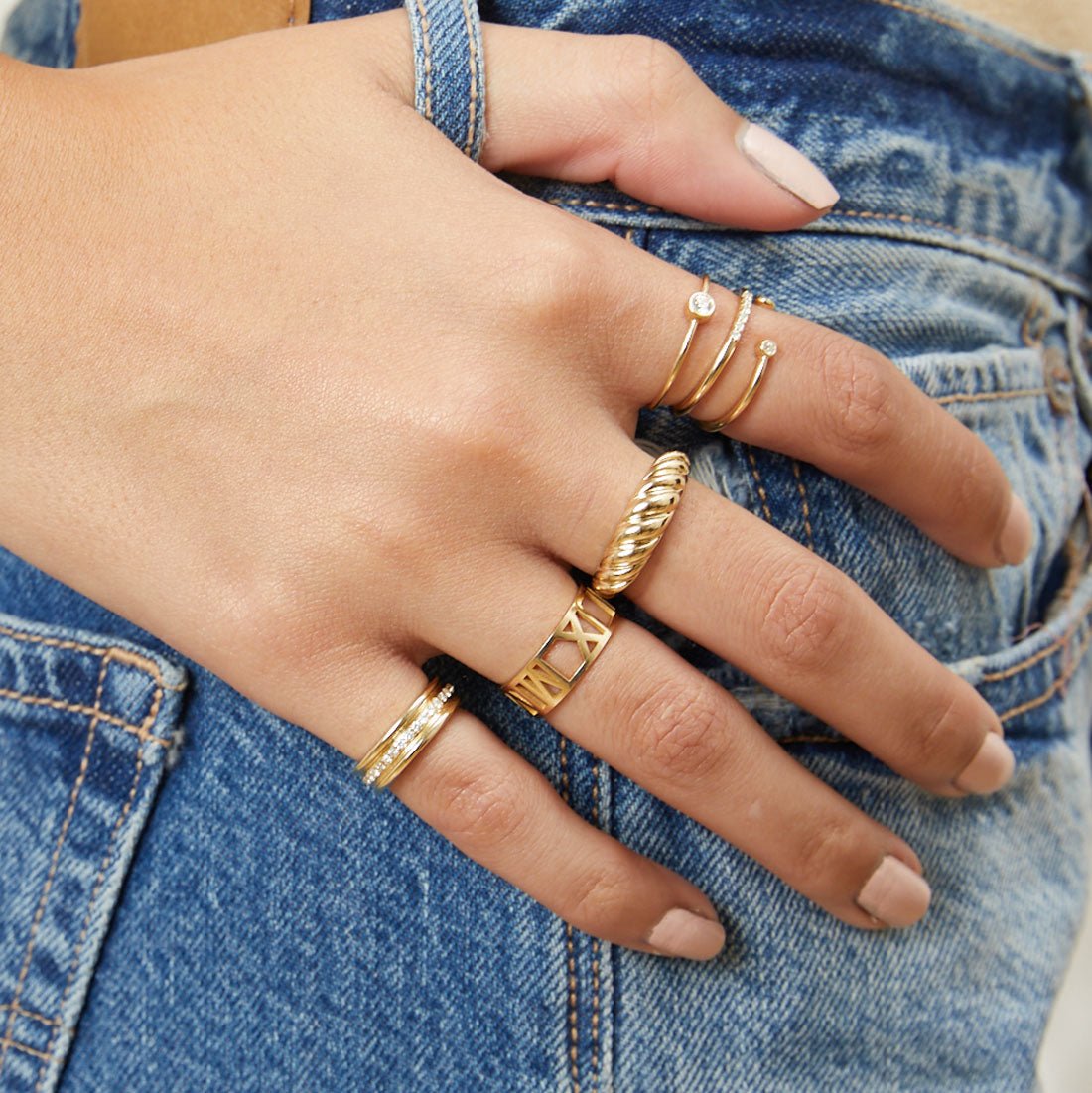 Custom Roman Numeral Ring - Lotus Diamond
