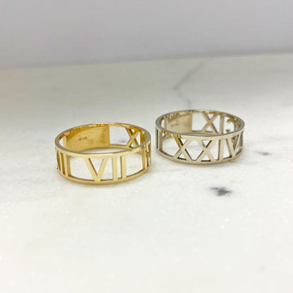 Custom Roman Numeral Ring - Lotus Diamond