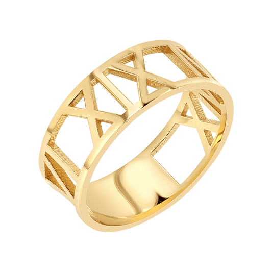 Custom Roman Numeral Ring - Lotus Diamond