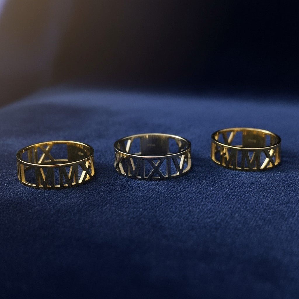 Custom Roman Numeral Ring - Lotus Diamond