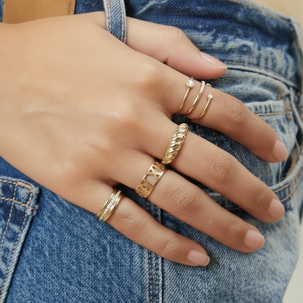 Custom Roman Numeral Ring - Lotus Diamond