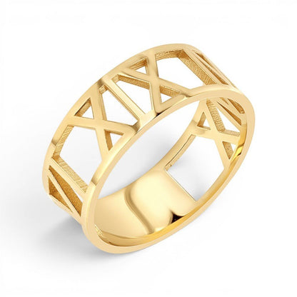 Custom Roman Numeral Ring - Lotus Diamond