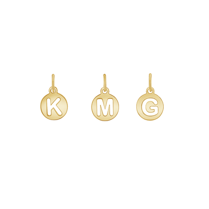 Cut - Out Round Letter Initial Charm - Lotus Diamond
